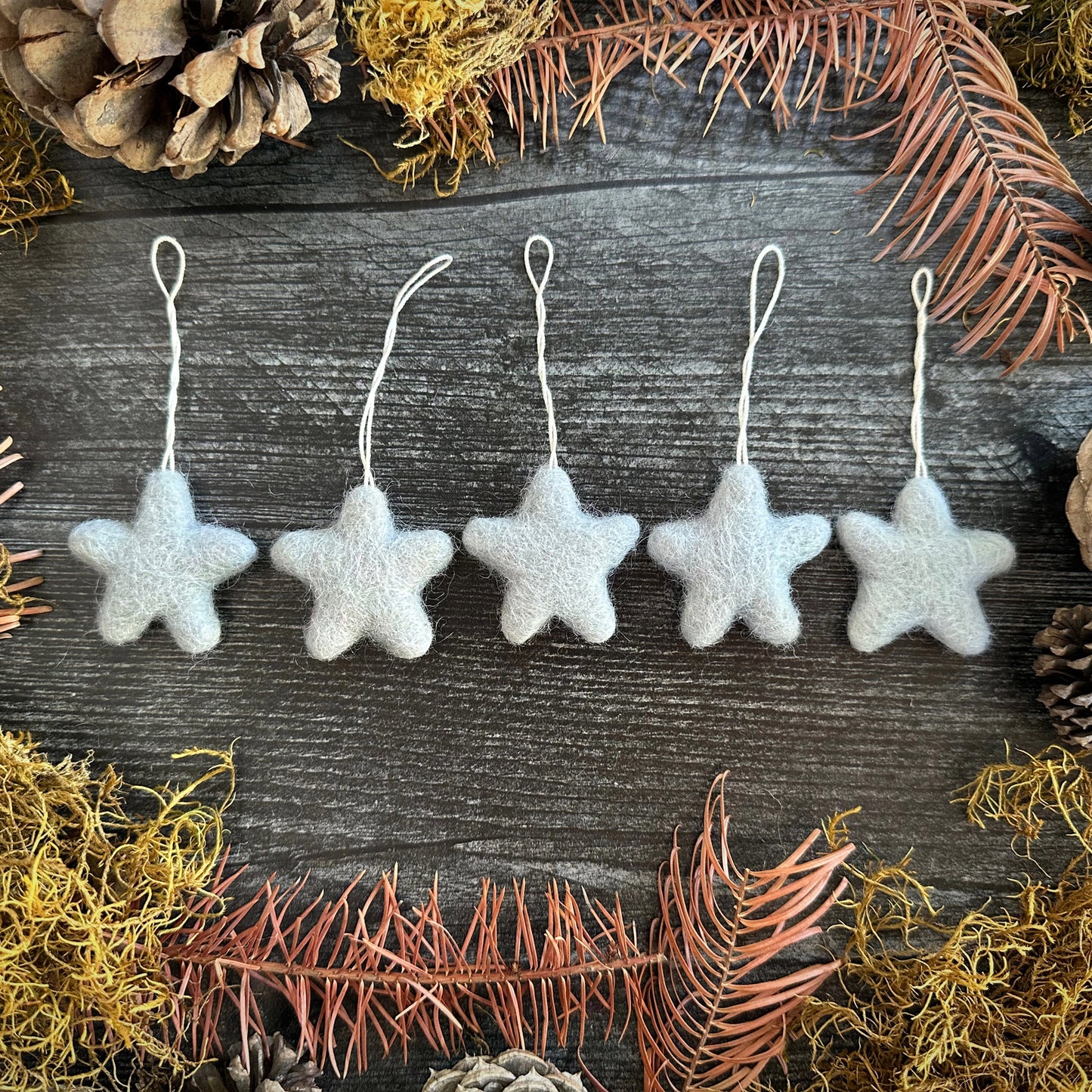 Morning Blue Felted Wool Star Ornament