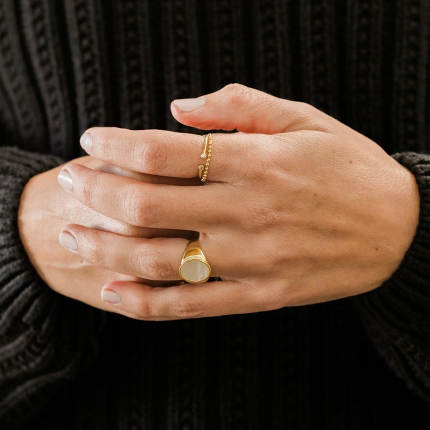 Mother of Pearl Signet Ring