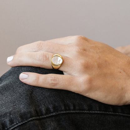 Mother of Pearl Signet Ring