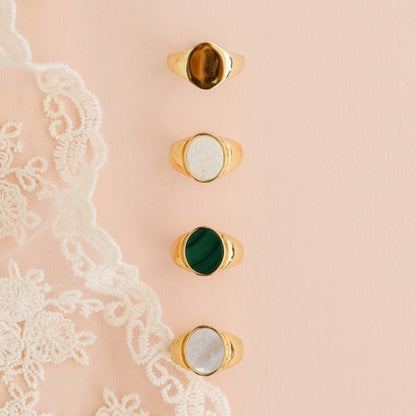 Mother of Pearl Signet Ring