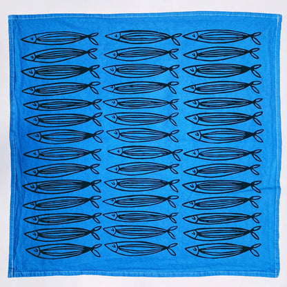Blue Sardines Tea Towel