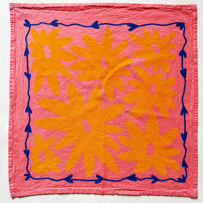 Pink Floral Splat Tea Towel