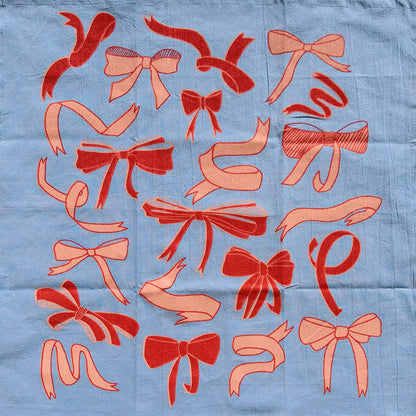 Bows on Blue Tea Towel