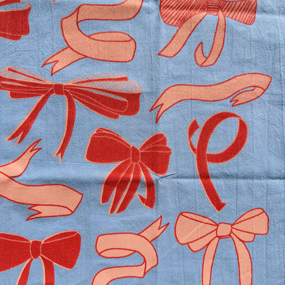 Bows on Blue Tea Towel