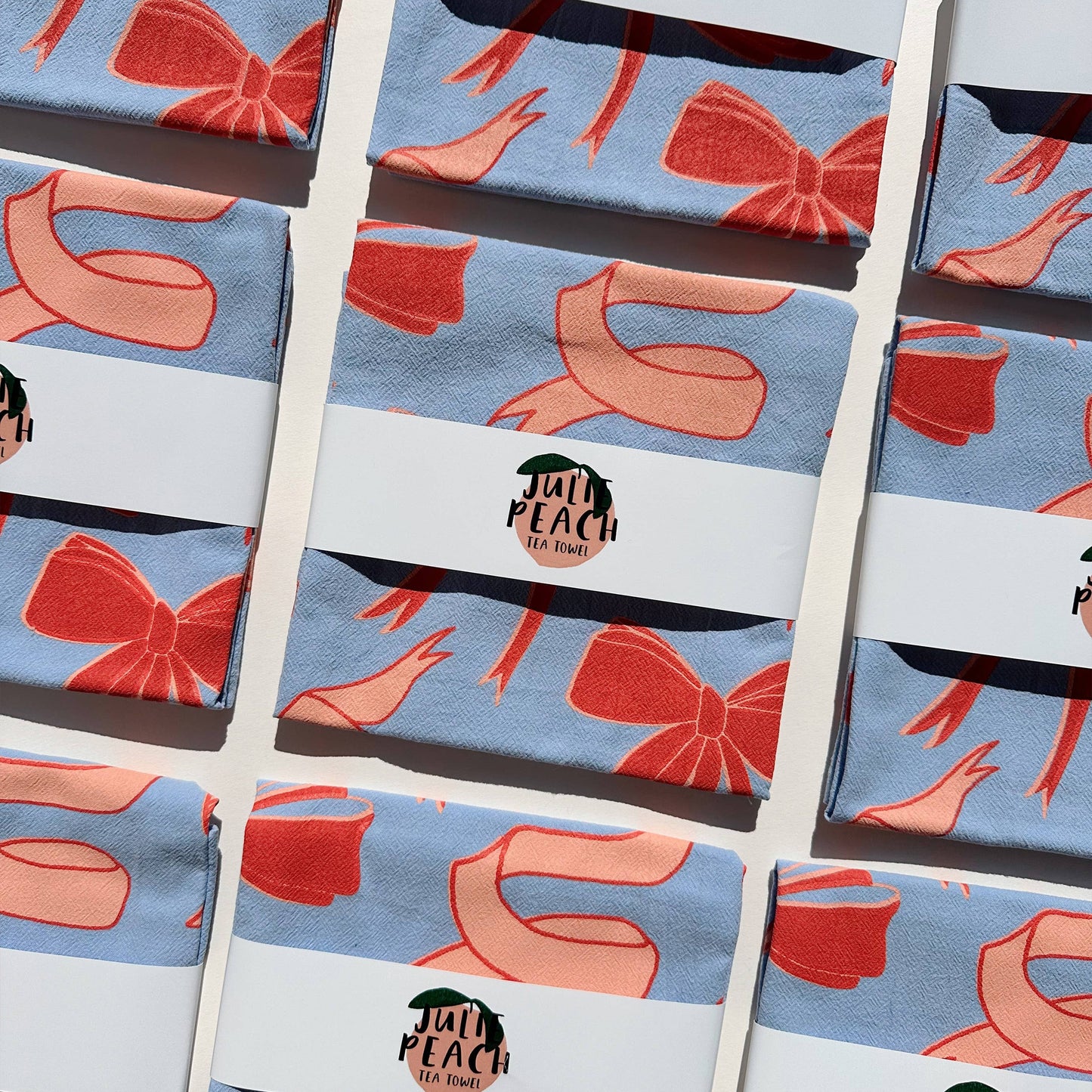 Bows on Blue Tea Towel