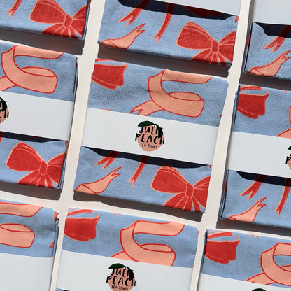 Bows on Blue Tea Towel