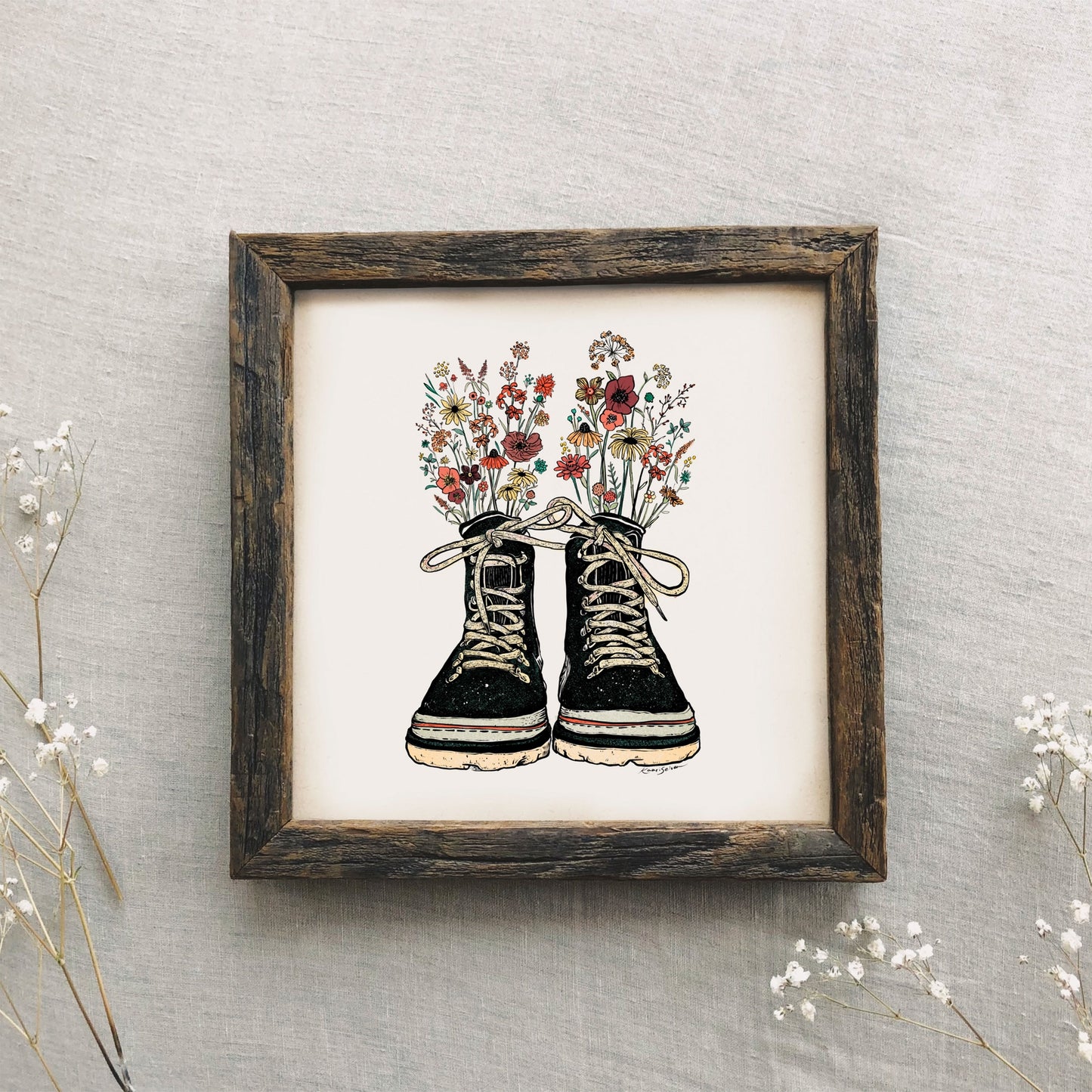Kaari & Co: Floral Hiking Boots Print