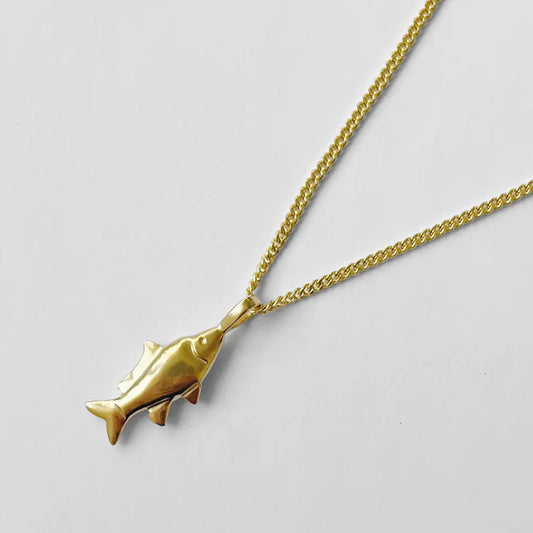 Lucky Fish Necklace in Gold Vermeil