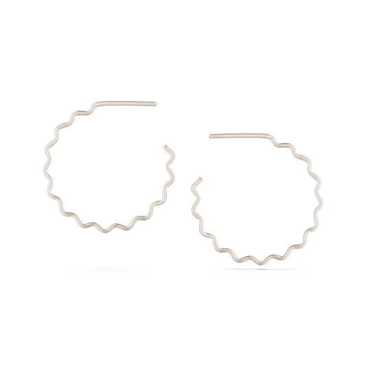 Large Krinkle Hoops in Silver