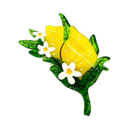 Large Lemon and Flowers Hair Claw