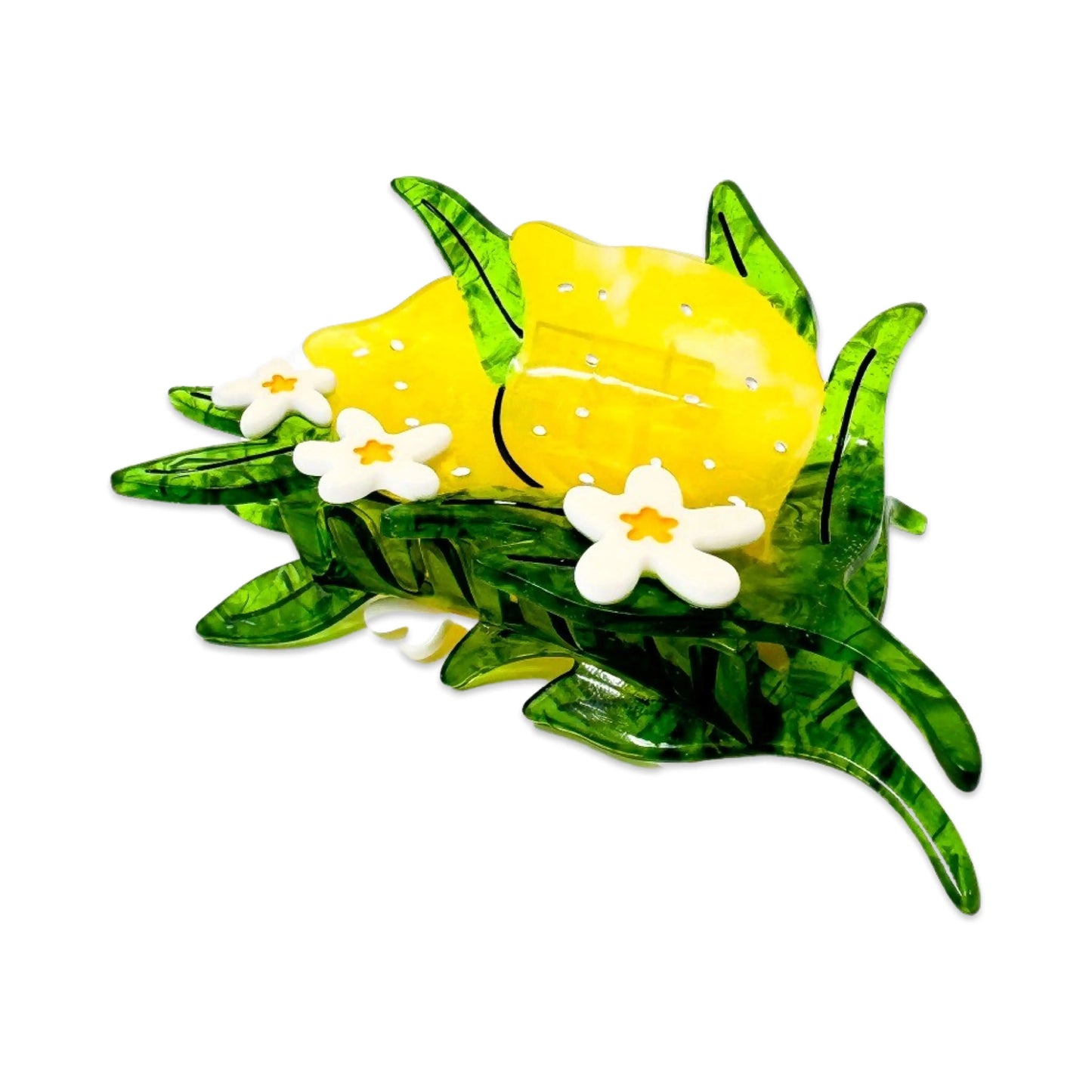 Large Lemon and Flowers Hair Claw