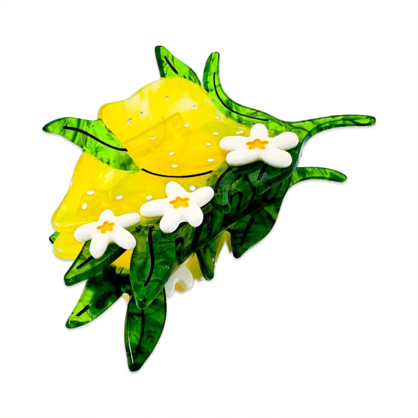 Large Lemon and Flowers Hair Claw