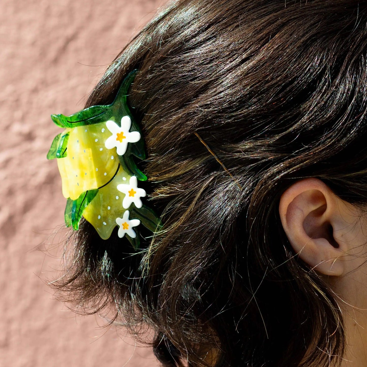 Large Lemon and Flowers Hair Claw