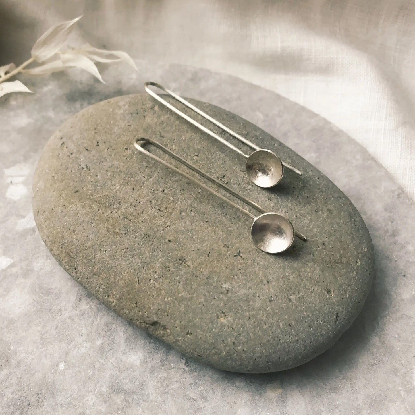 Tiny Silver Bowl Drop Earrings