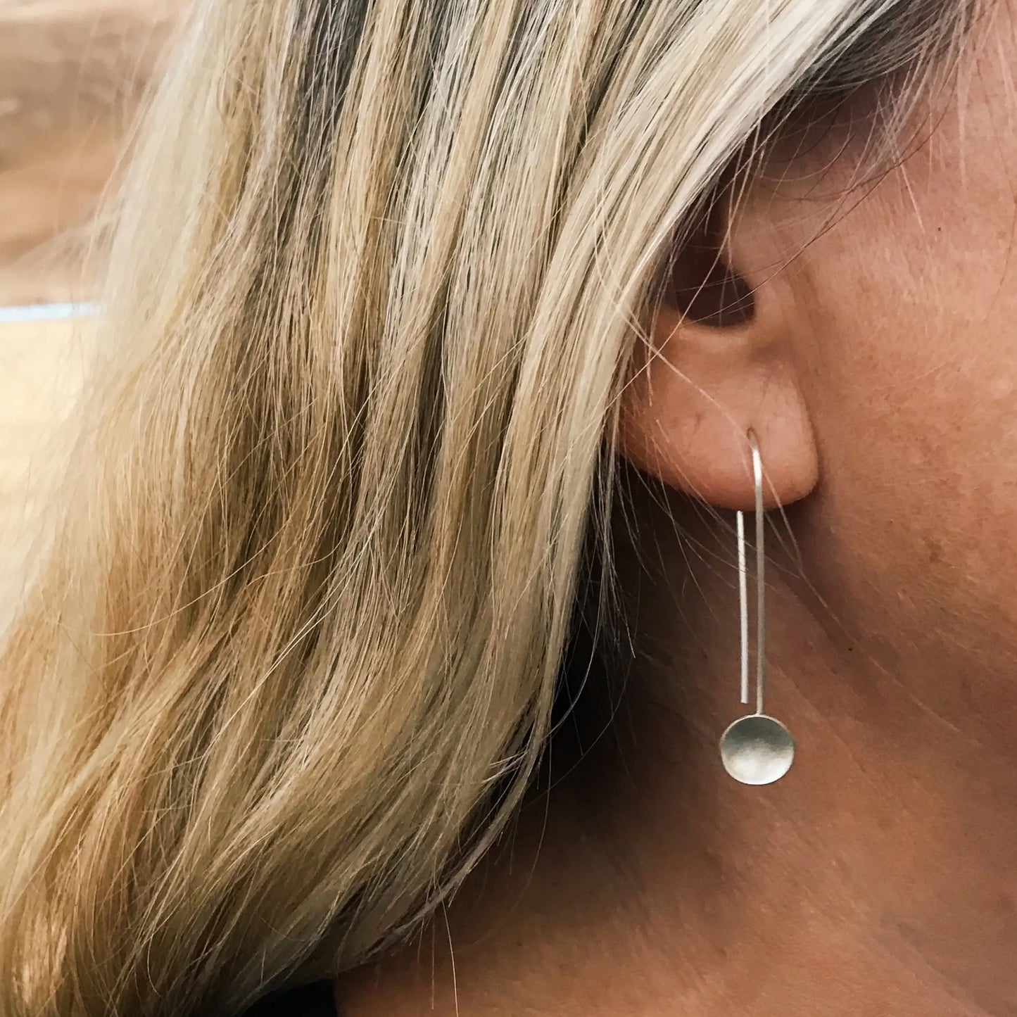 Tiny Silver Bowl Drop Earrings