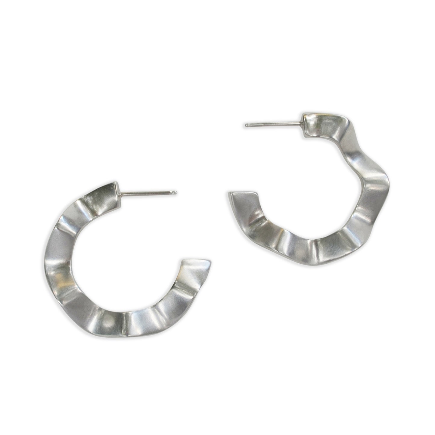 Ruffle Hoops in Silver
