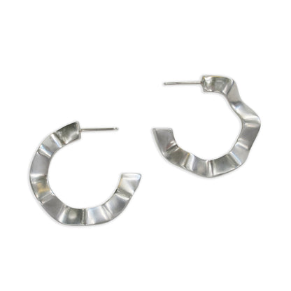 Ruffle Hoops in Silver
