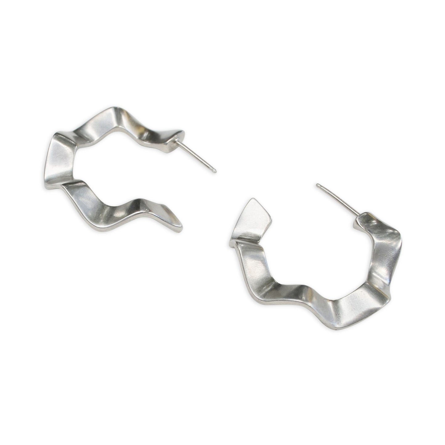 Ruffle Hoops in Silver