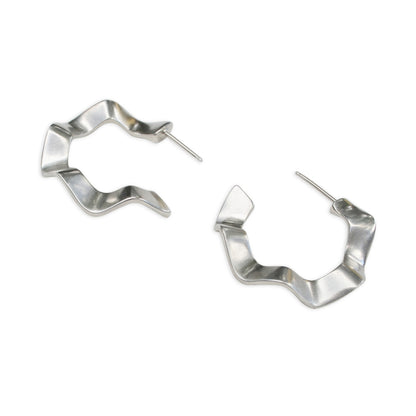 Ruffle Hoops in Silver
