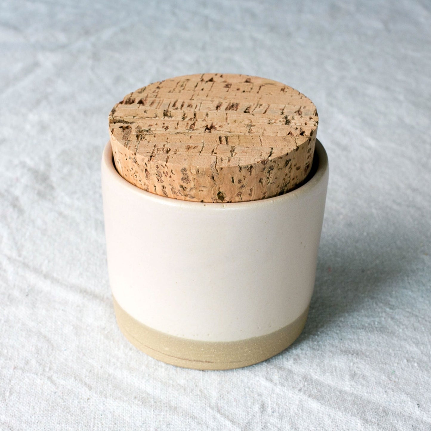 Ceramic Salt Jar in Satin Sand