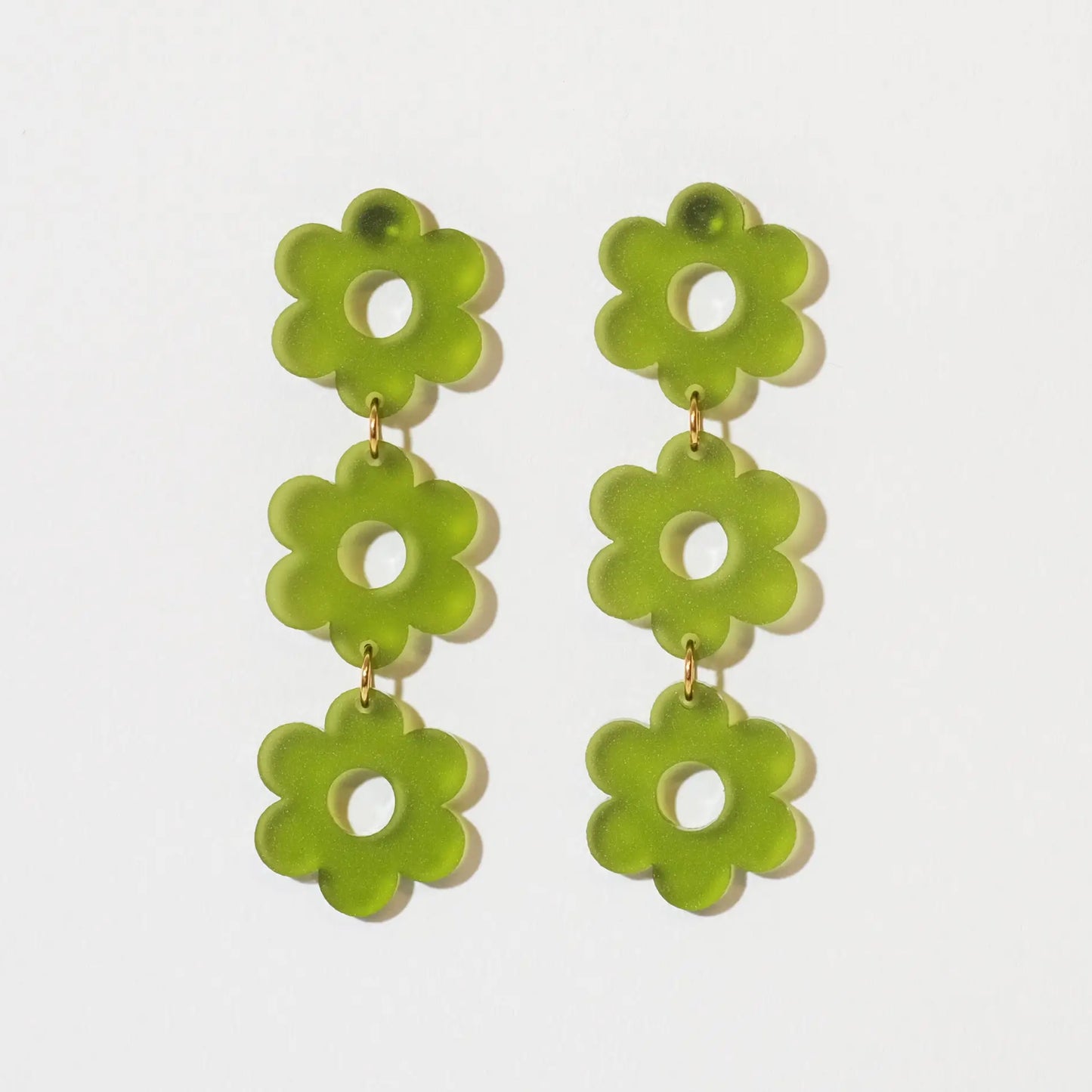 Daisy Chain Earrings - Frosted Olive