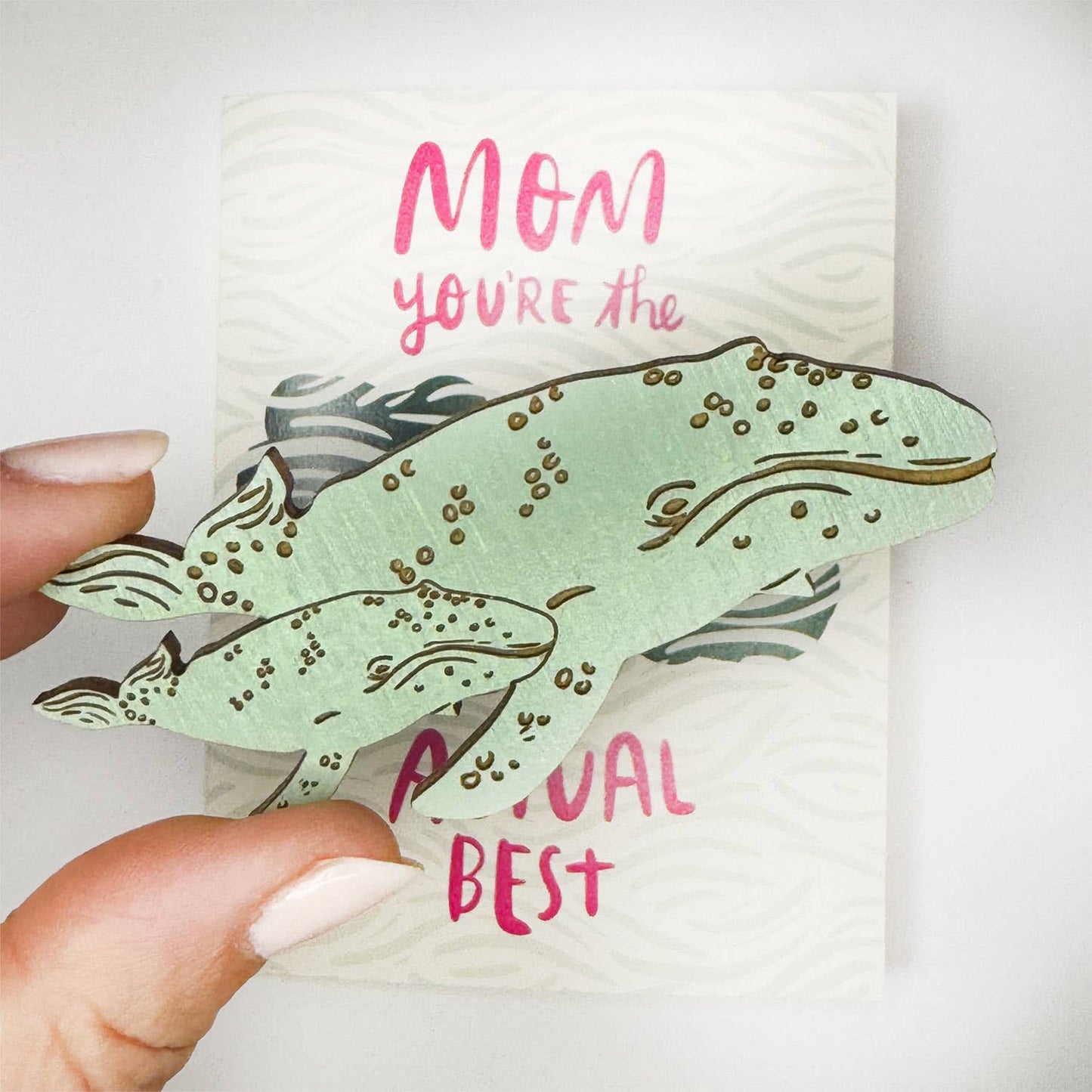 Actual Best Mom Gray Whale Magnet Card