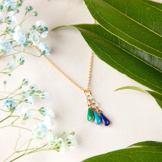 Frankie Teardrop Necklace in Blue & Green