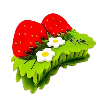 Large Strawberries and Flowers Hair Claw