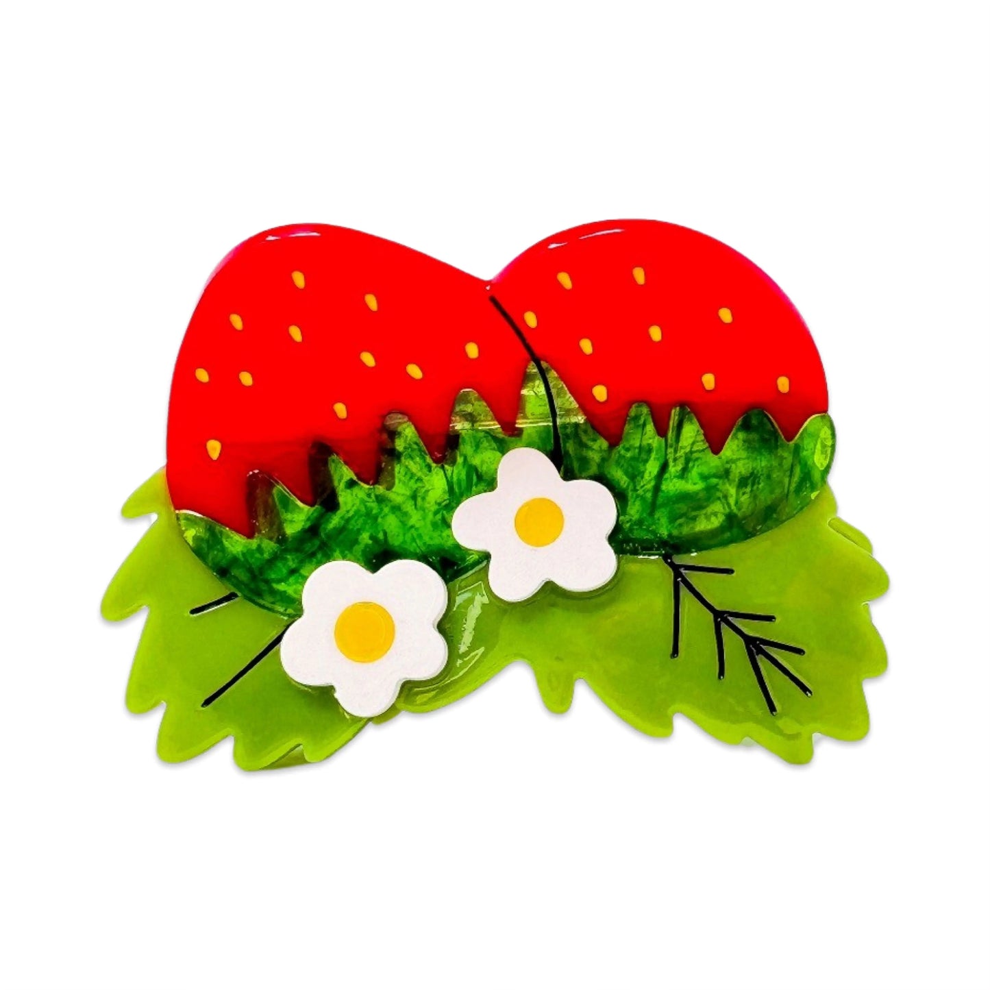 Large Strawberries and Flowers Hair Claw