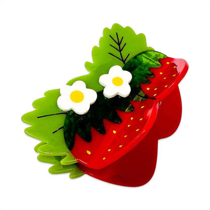 Large Strawberries and Flowers Hair Claw