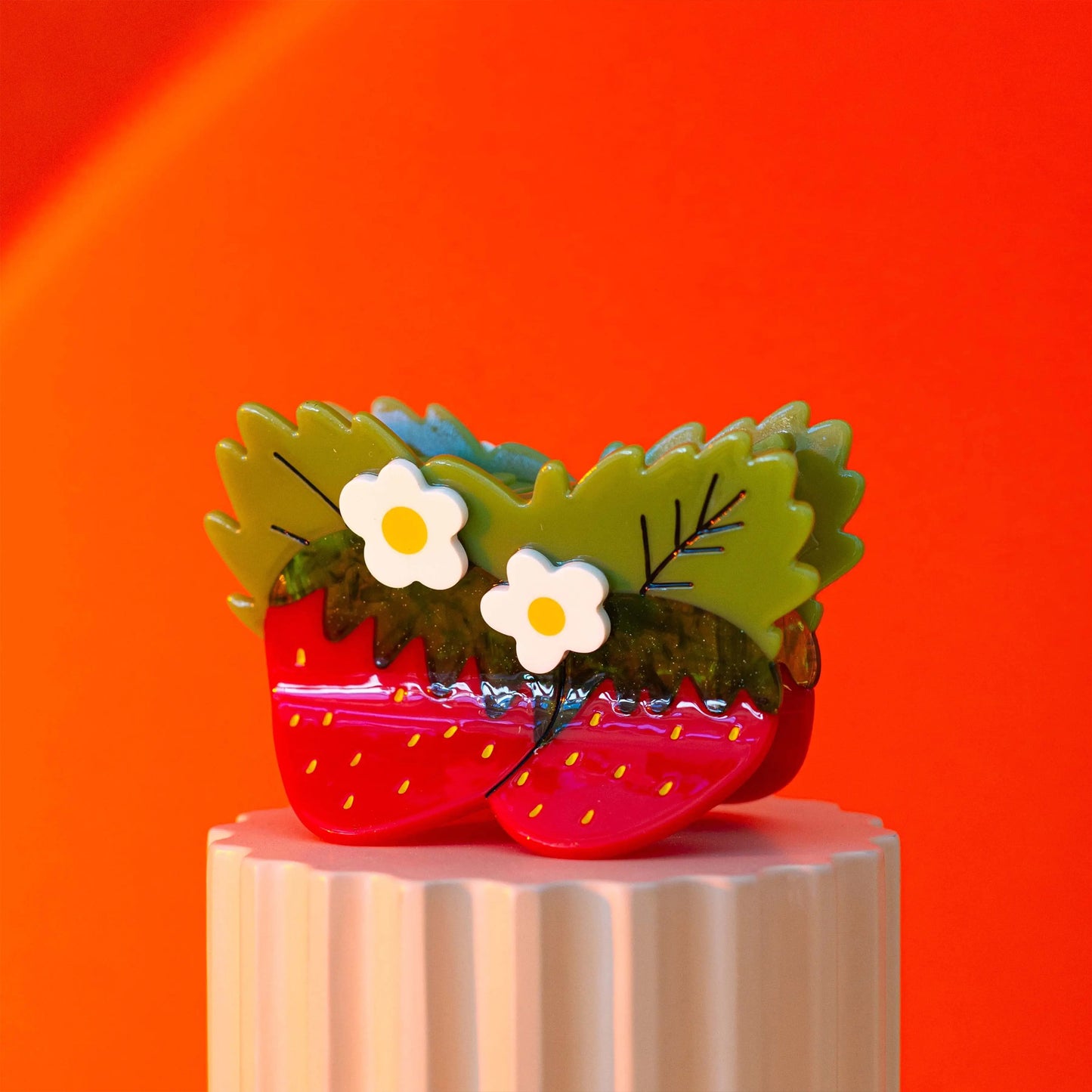 Large Strawberries and Flowers Hair Claw