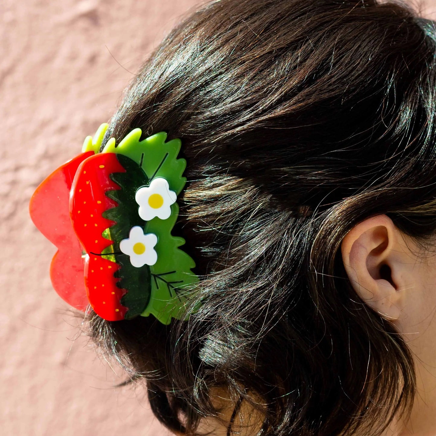 Large Strawberries and Flowers Hair Claw