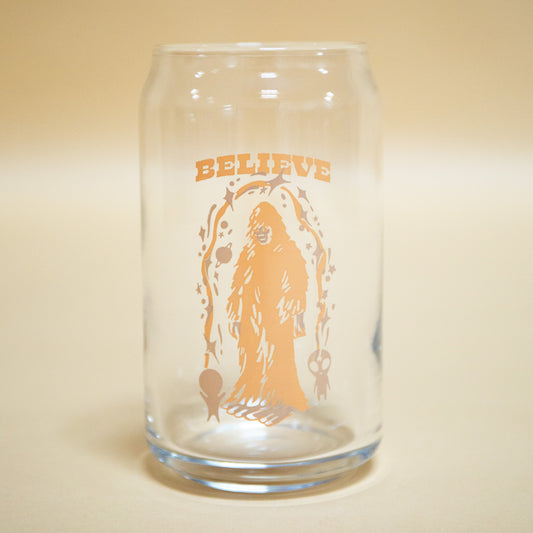 Believe Bigfoot Beer Can Glass