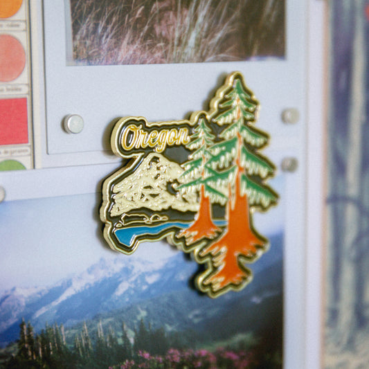Retro Oregon Enamel Magnet
