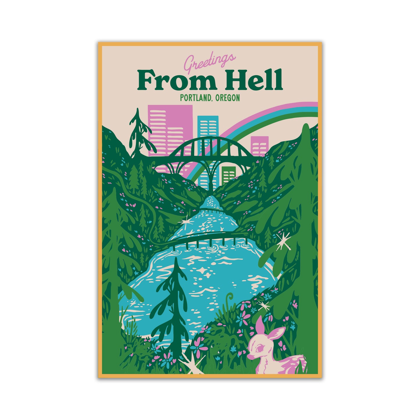 Portland Greetings From Hell Postcard