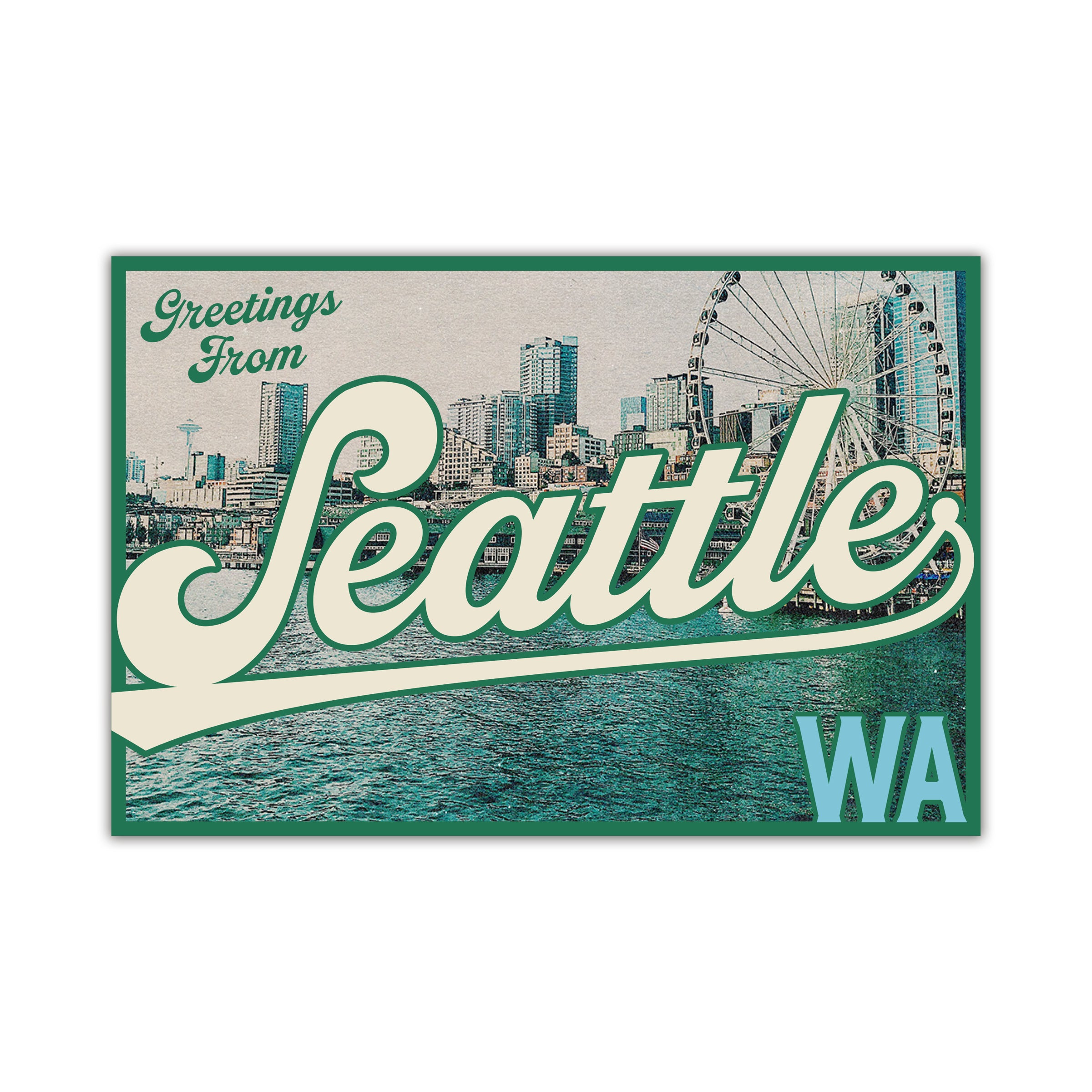 Greetings from Seattle Waterfront Postcard – Tender Loving Empire