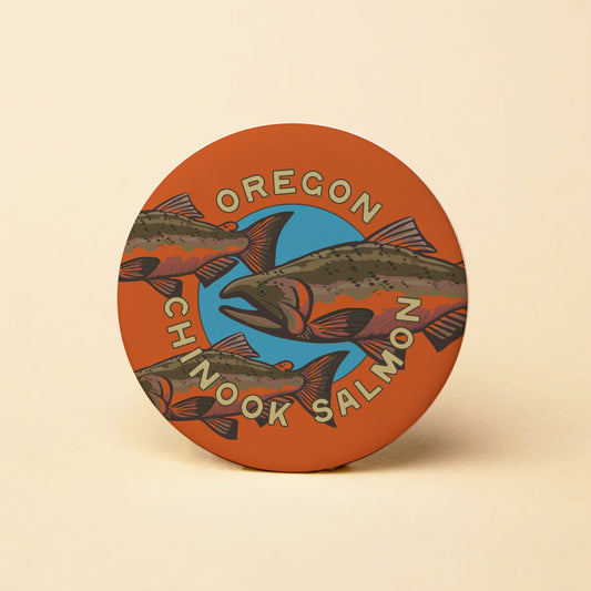 Oregon Salmon Round Magnet