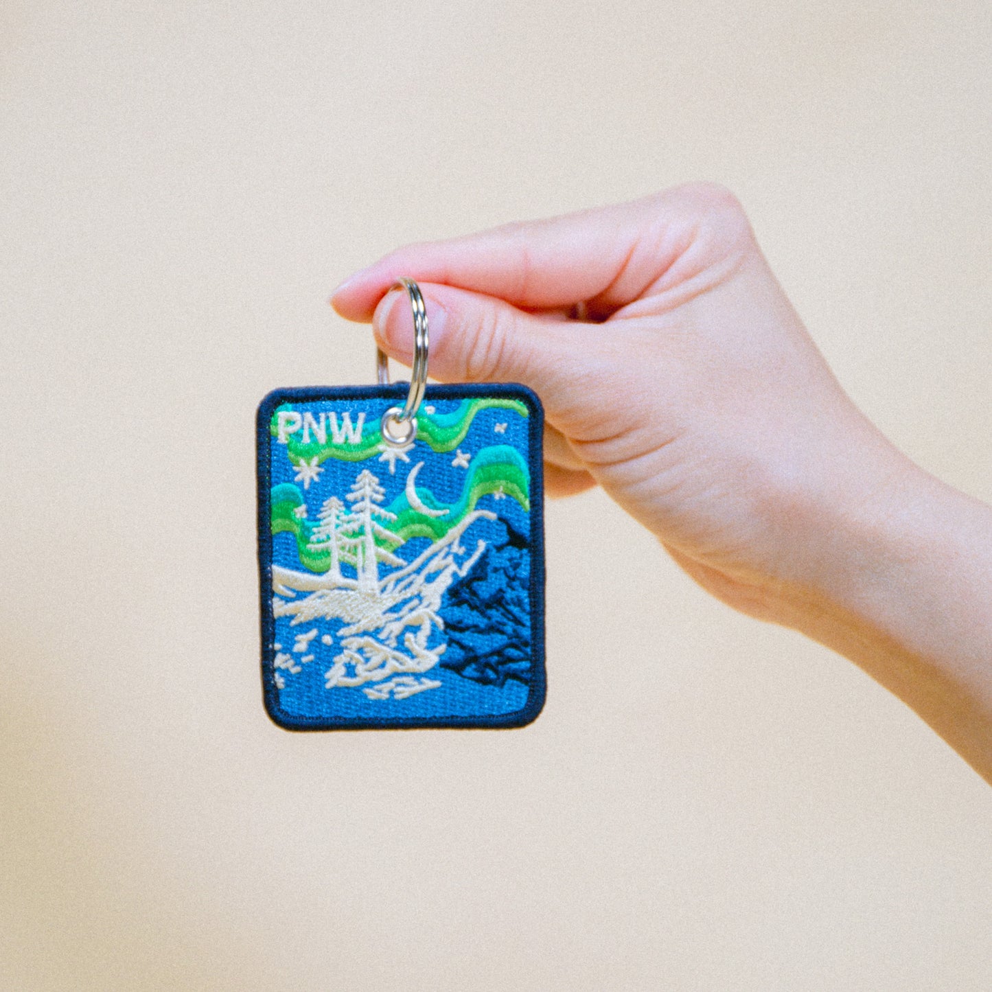 PNW Northern Lights Patch Keychain
