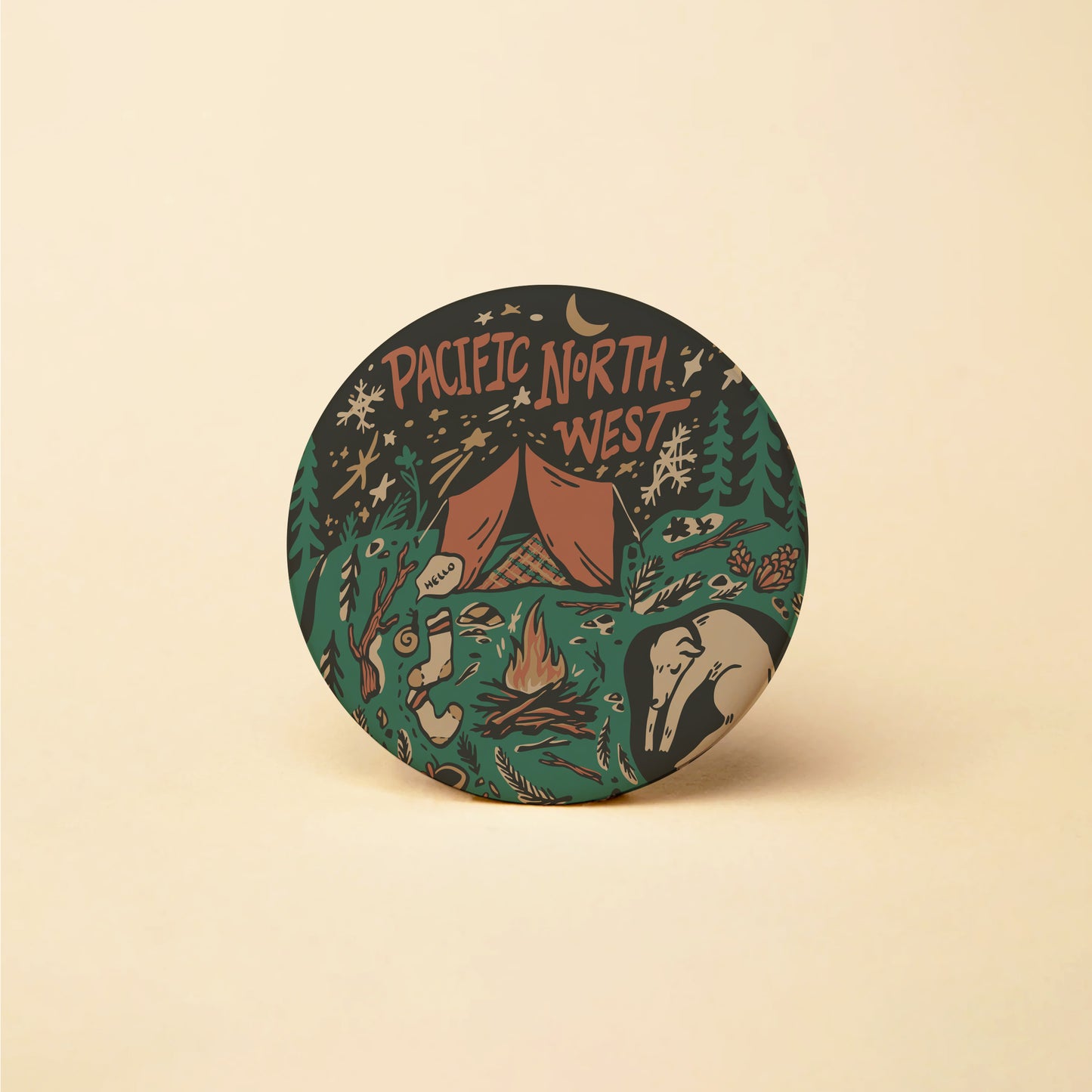 PNW Woodland Camp Button