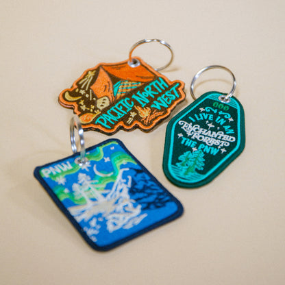 PNW Woodland Camp Patch Keychain