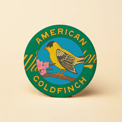 WA Retro Goldfinch Round Magnet