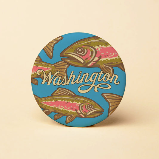 Washington Salmon Round Magnet