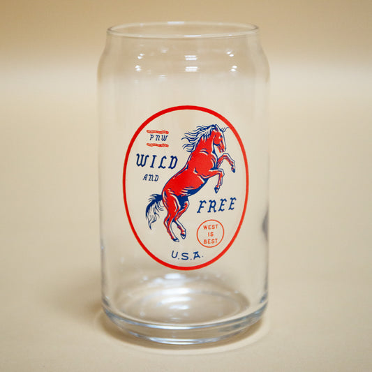 Wild & Free Horse Beer Can Glass