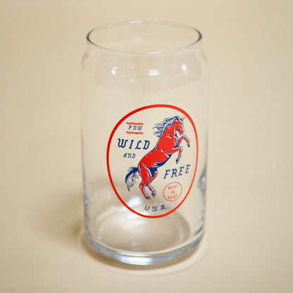 Wild & Free Horse Beer Can Glass