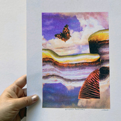 Tiny Pink Shoe: Butterfly Turkeytail Riso Print