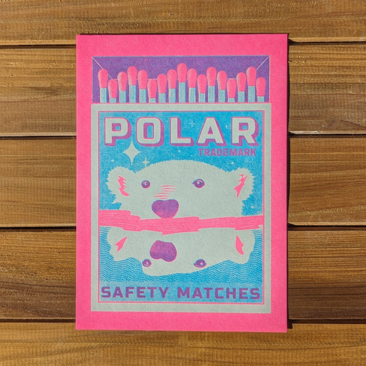 Wildkat Studios: Polar Safety Matches Riso Print