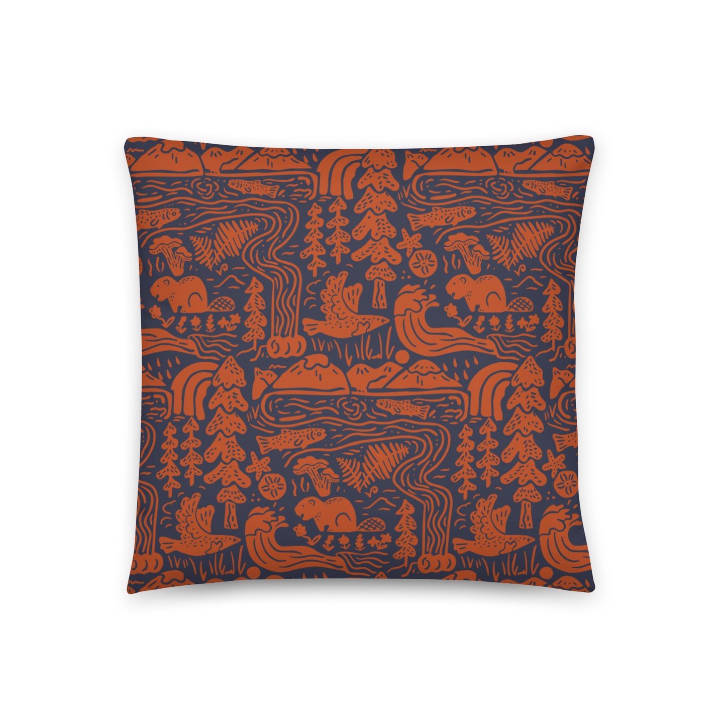 OR Adventures Throw Pillow (Navy/Orange)