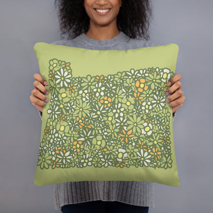 OR Blossoms Throw Pillow (Green)