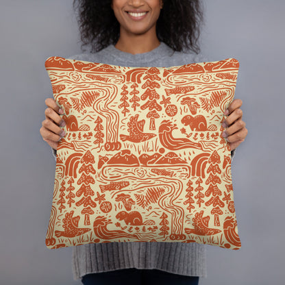 OR Adventures Throw Pillow (Natural/Brown)