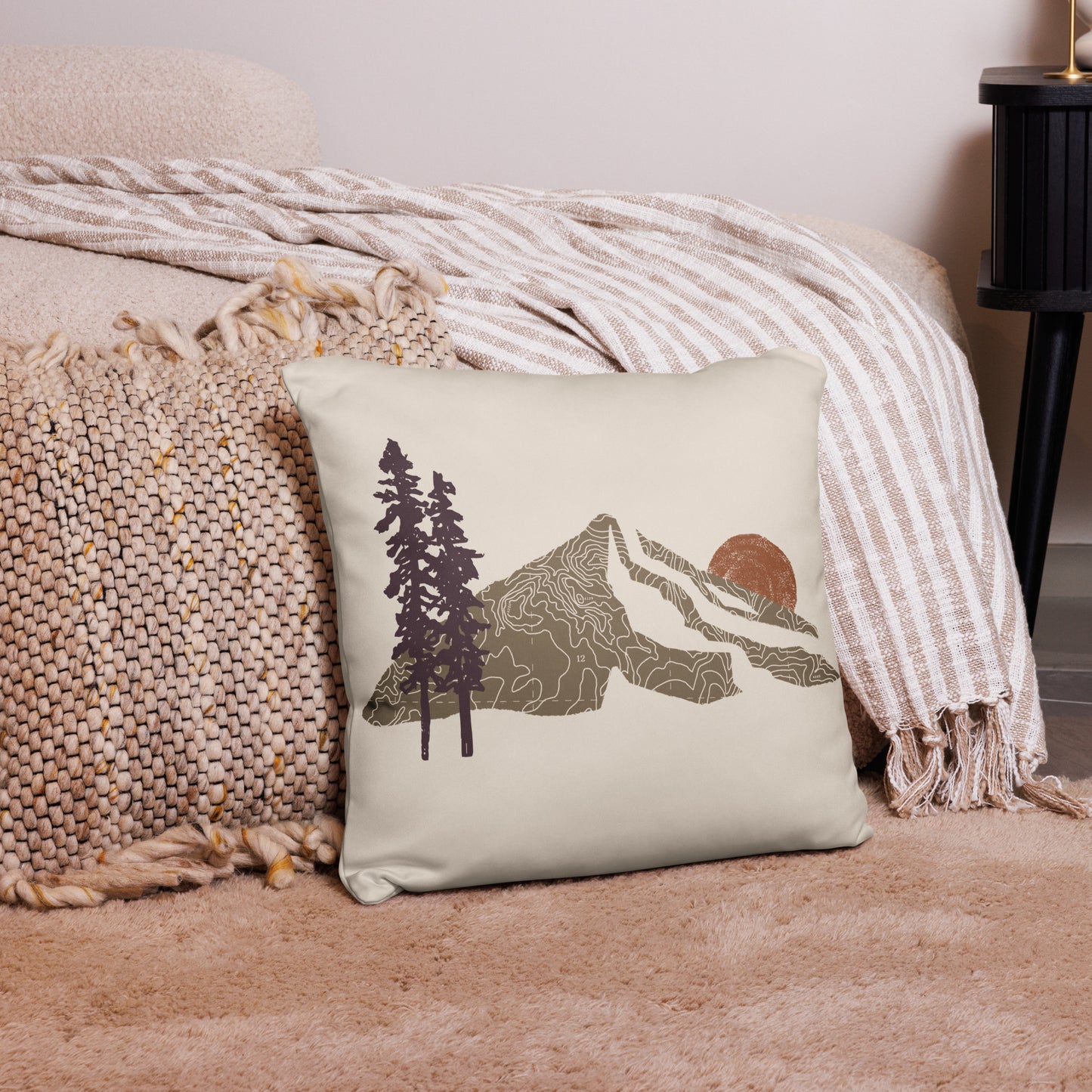 Mountain Topo Throw Pillow (Natural)